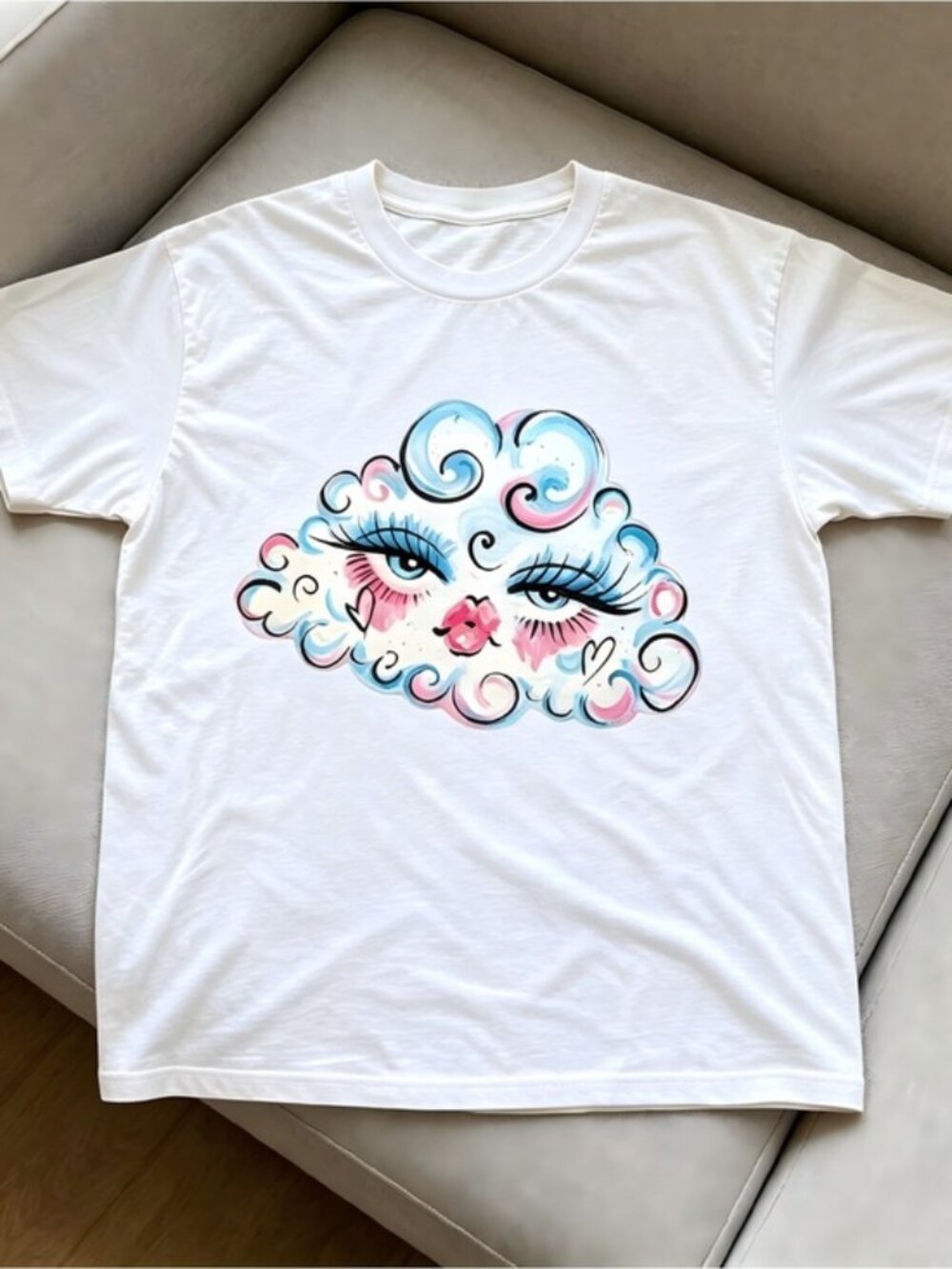Cloud Face Graphic Women Men T-shirt unisex